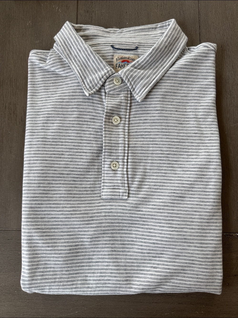 Men’s Faherty Gray & White Thin Stripe Polo